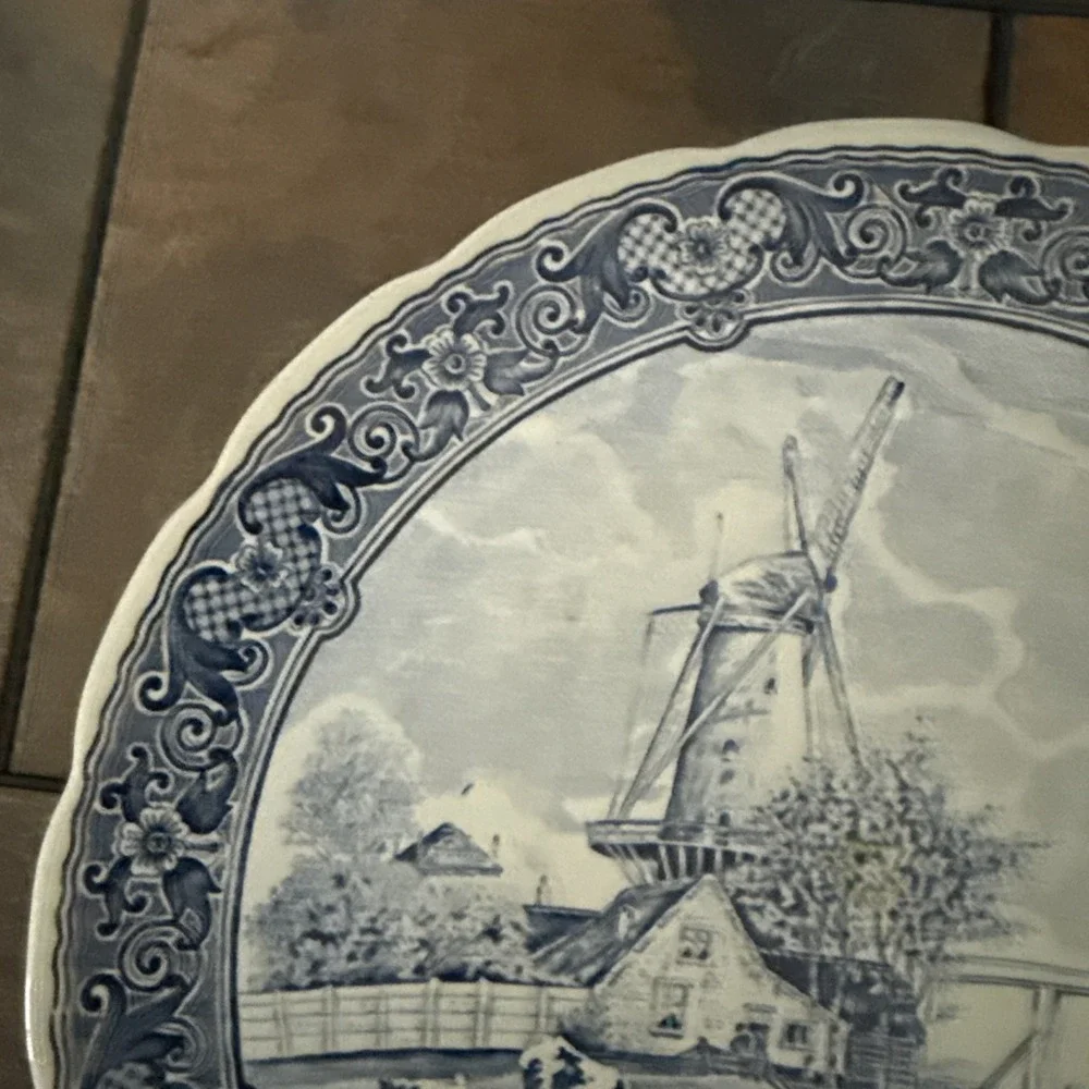Boch Belgium Delft Windmill Scene Wall Hanging 12
